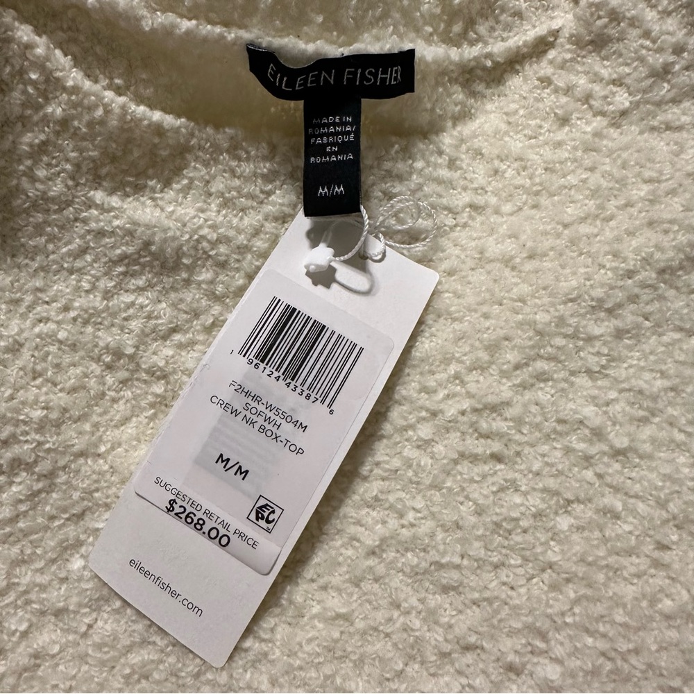 NWT EILEEN FISHER Cotton Boucle Crew Neck Box-Top - Picture 6 of 9